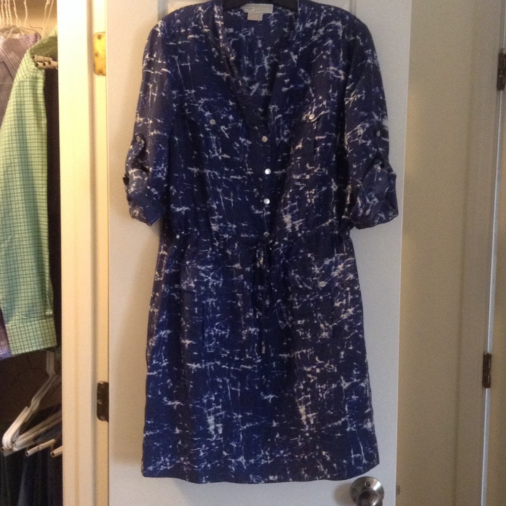 MICHAEL MICHAEL KORS Blue Tie-Die SILK Dress